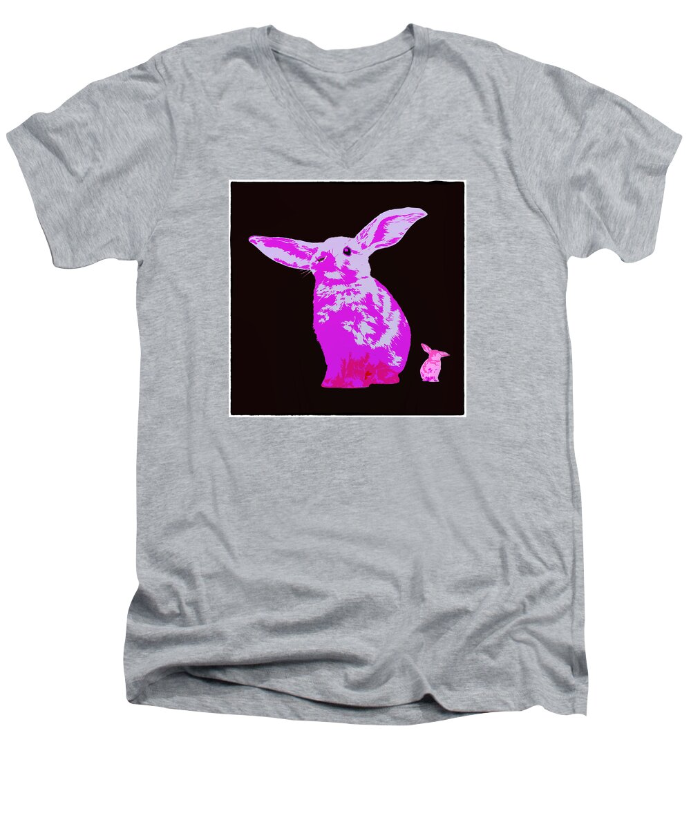 Rabbit Men's V-Neck T-Shirt featuring the photograph Rabbit by James Bethanis