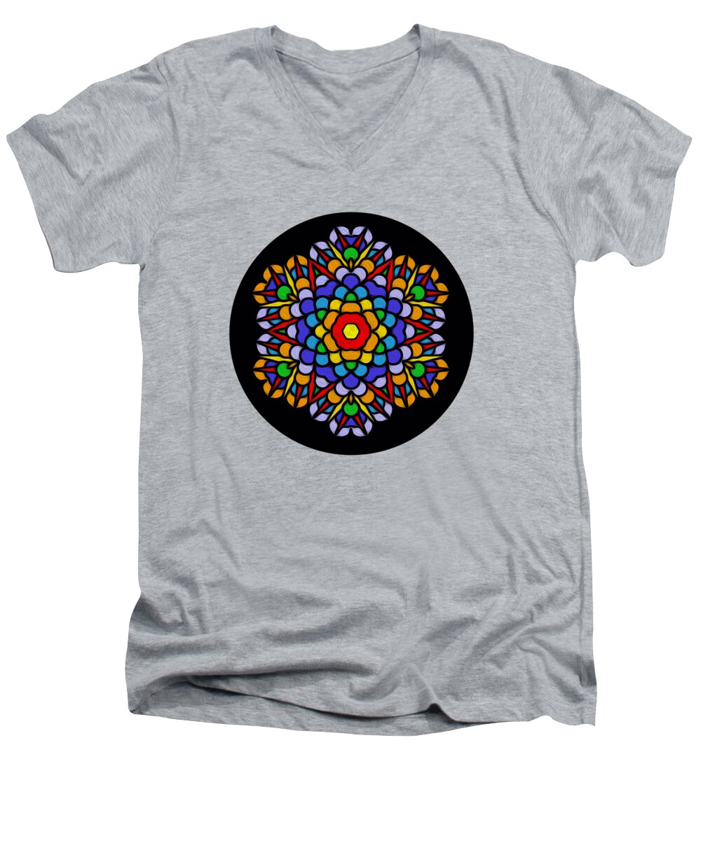 Digital Art Men's V-Neck T-Shirt featuring the photograph Rainbow Mandala by Kaye Menner by Kaye Menner
