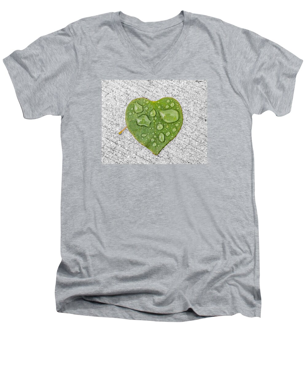 Green Men's V-Neck T-Shirt featuring the photograph Raindrop Reflections by Allan Levin