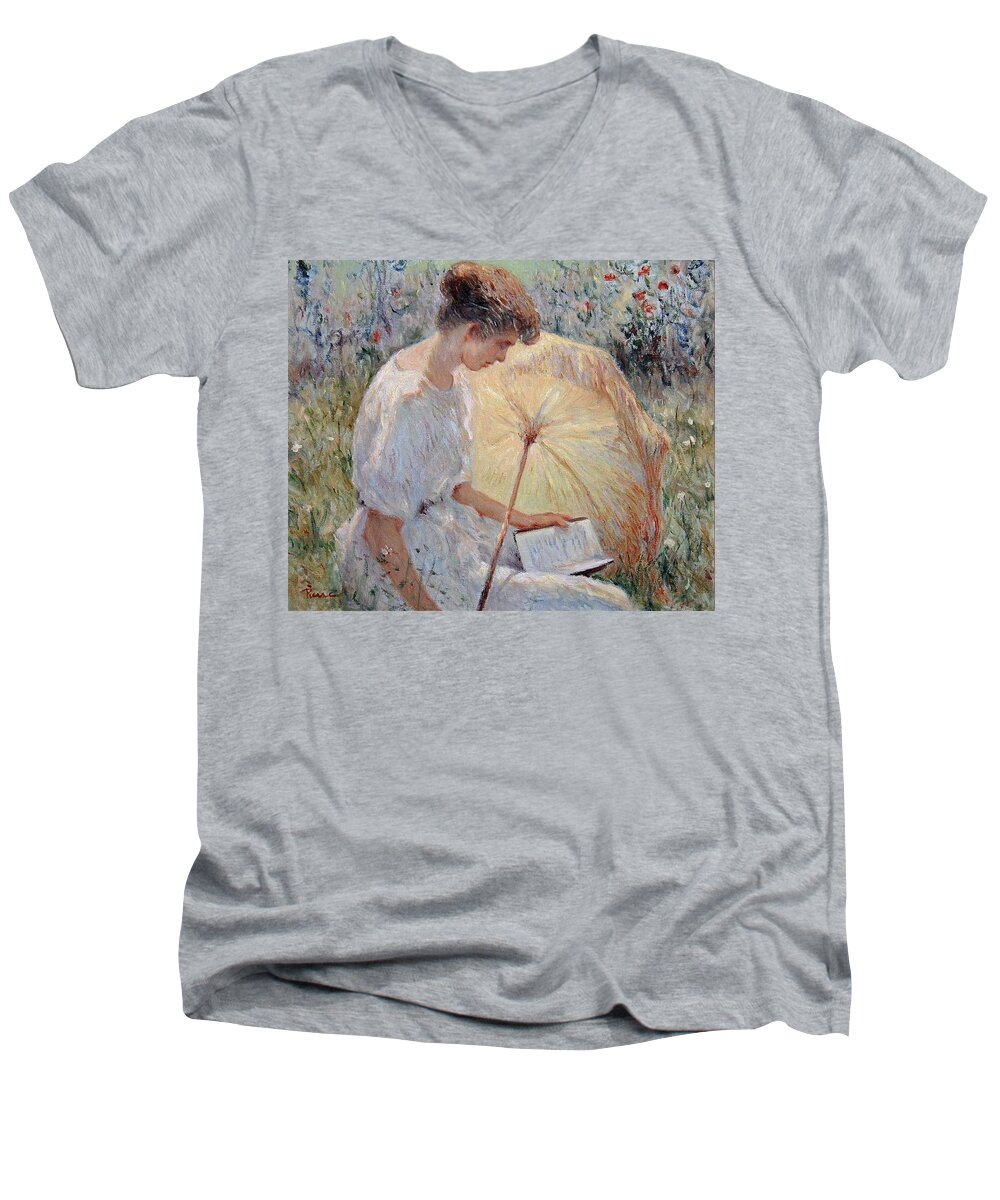 Paintings Men's V-Neck T-Shirt featuring the painting Sunny Day by Pierre Dijk
