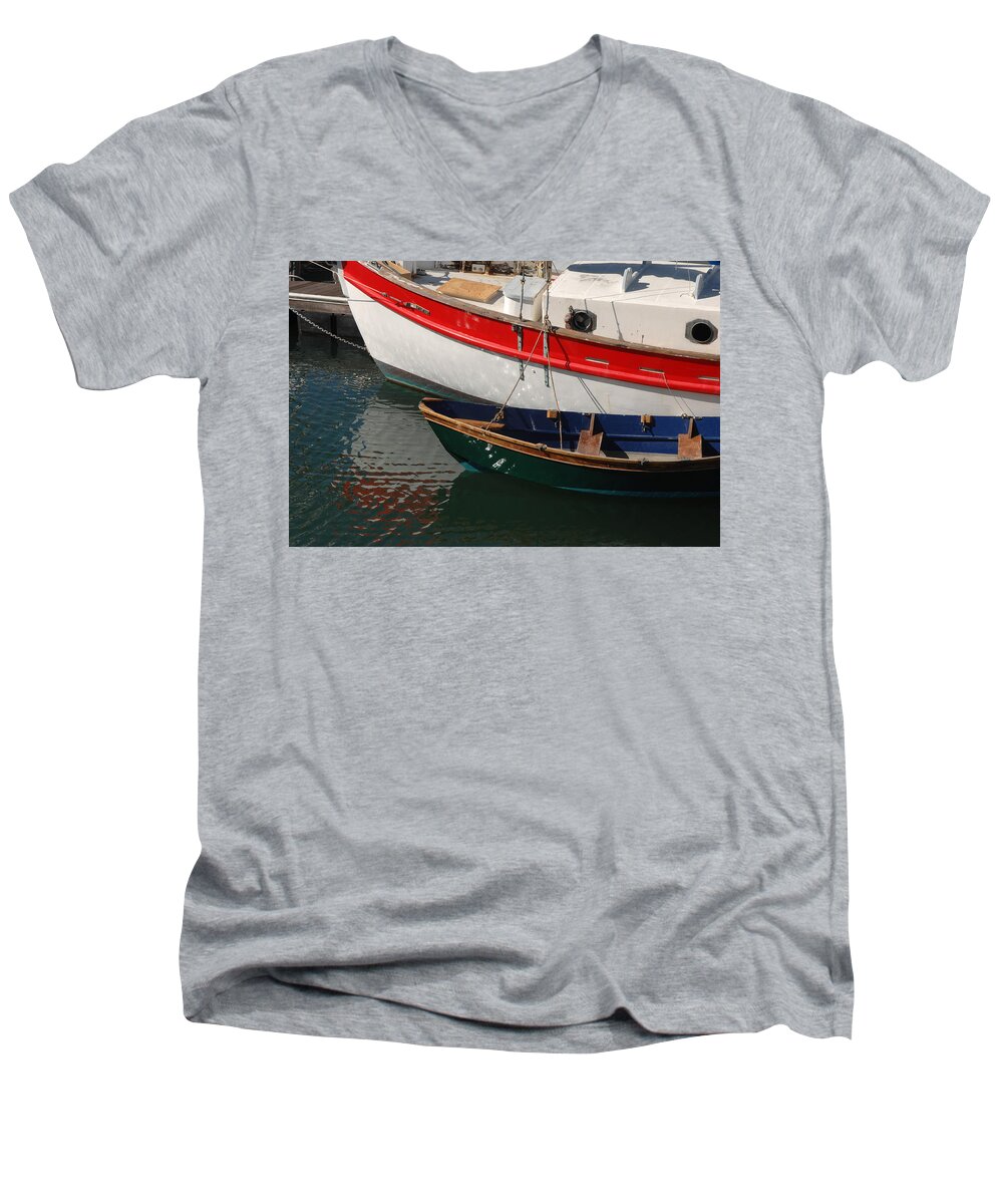 Sail Men's V-Neck T-Shirt featuring the photograph Red White and Blue by David Shuler