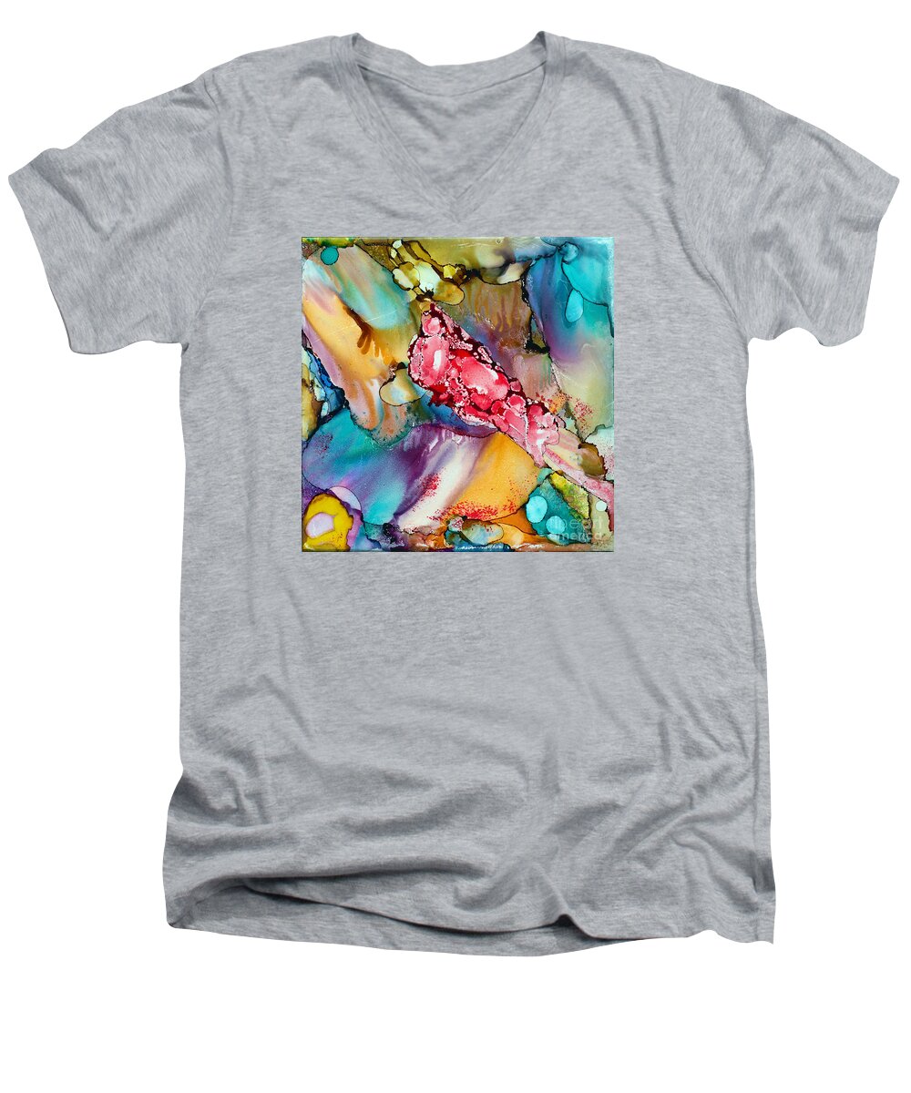 Reef Men's V-Neck T-Shirt featuring the painting Reef by Alene Sirott-Cope