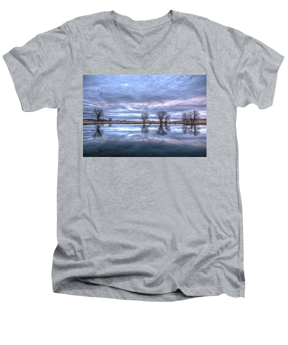 Landscape Men's V-Neck T-Shirt featuring the photograph Reflections by Fiskr Larsen