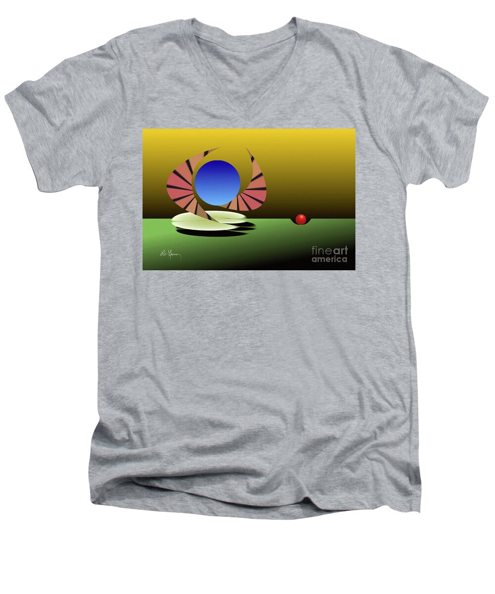 Relativity Men's V-Neck T-Shirt featuring the digital art Relativity Of Gist by Leo Symon