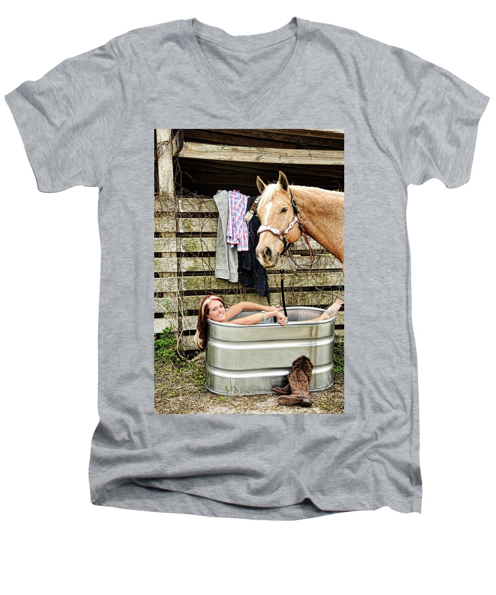 Lady Men's V-Neck T-Shirt featuring the photograph Relaxing by Keith Lovejoy