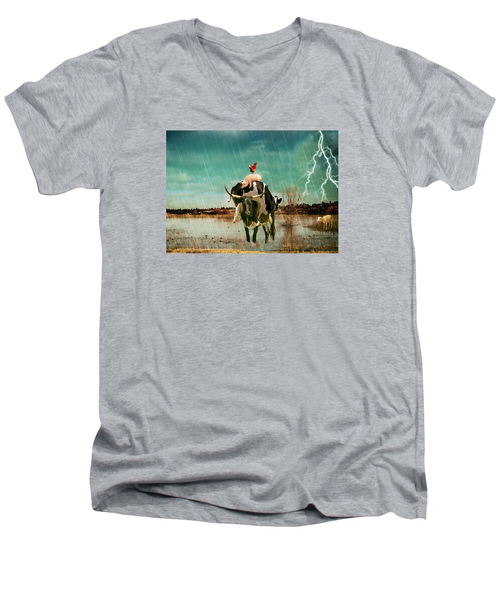 Rescue Men's V-Neck T-Shirt featuring the photograph Rescue by James Bethanis