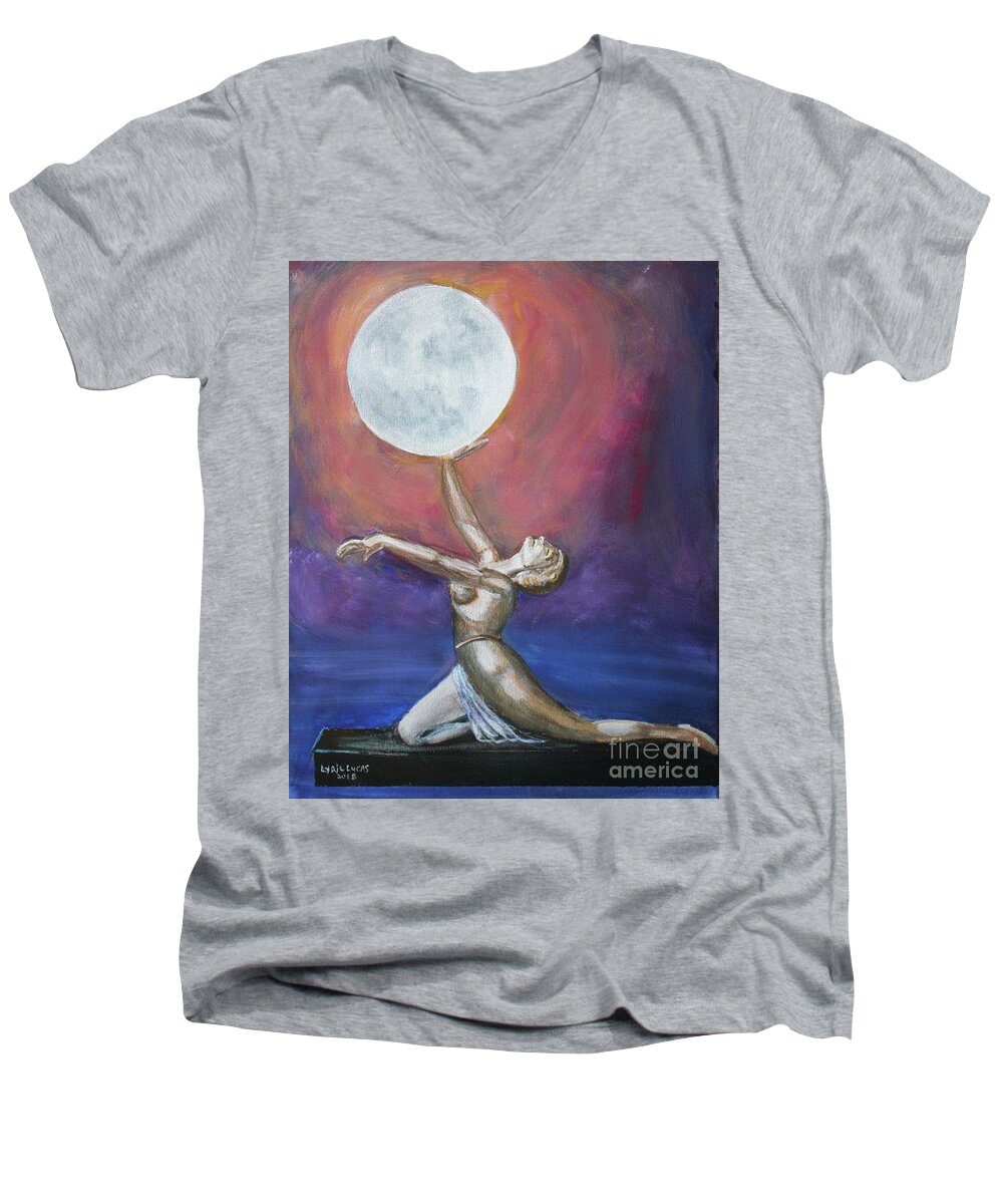 Still Life Men's V-Neck T-Shirt featuring the painting Strength Of A Women by Lyric Lucas