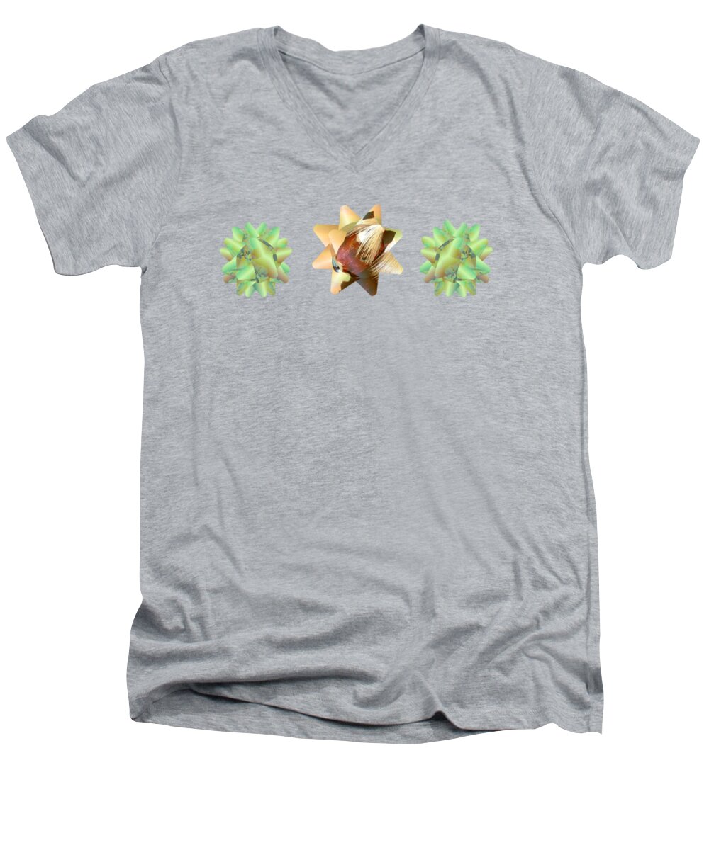 Ribbon Bow Party Series-pony Men's V-Neck T-Shirt featuring the mixed media Ribbon Bow Party Series-Pony by Mike Breau