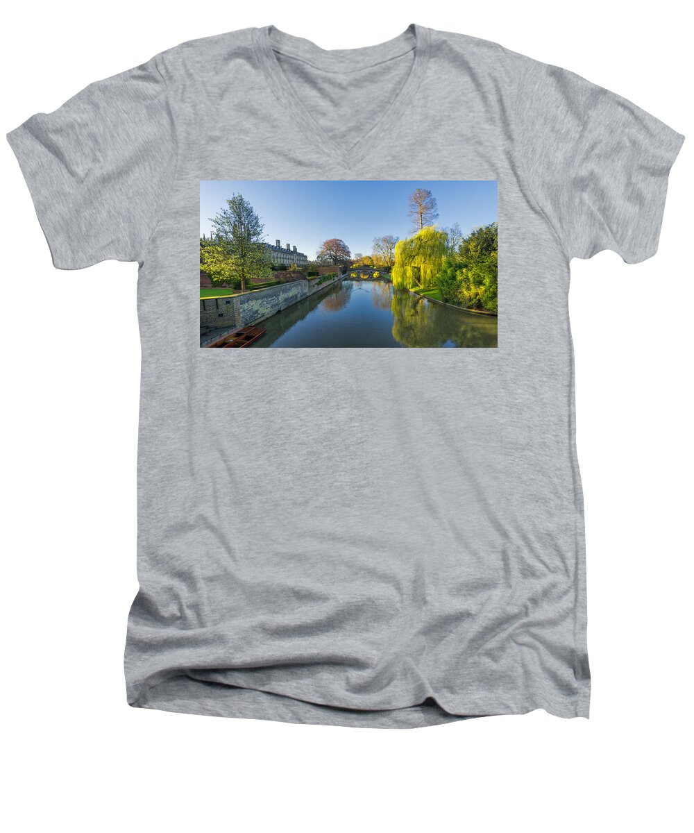 Blue Sky Men's V-Neck T-Shirt featuring the photograph River Cam by James Billings