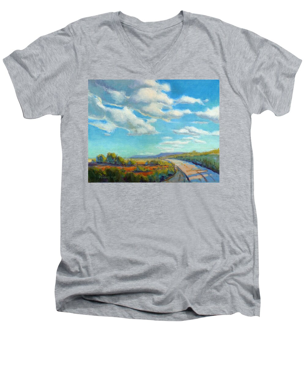 New Mexico Men's V-Neck T-Shirt featuring the painting Road Trip 2 by Konnie Kim
