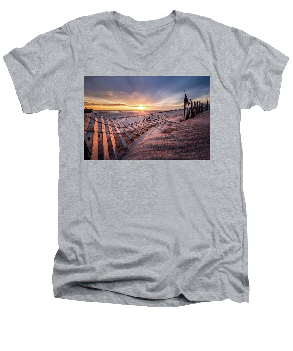 Beach Men's V-Neck T-Shirt featuring the photograph Kiss of Sunlight by John Randazzo