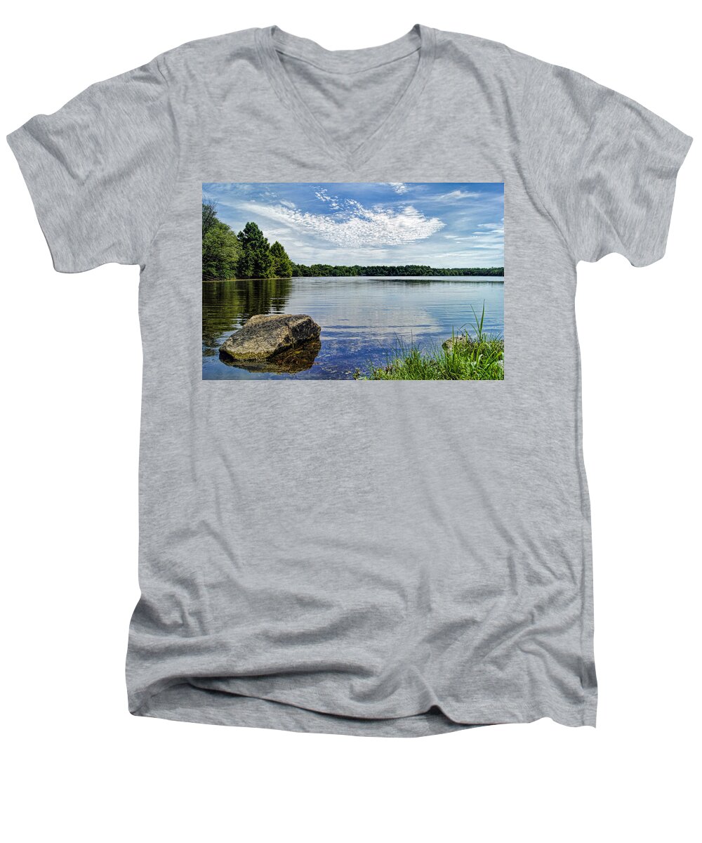 Water Men's V-Neck T-Shirt featuring the photograph Rocky Fork Lake by Cricket Hackmann