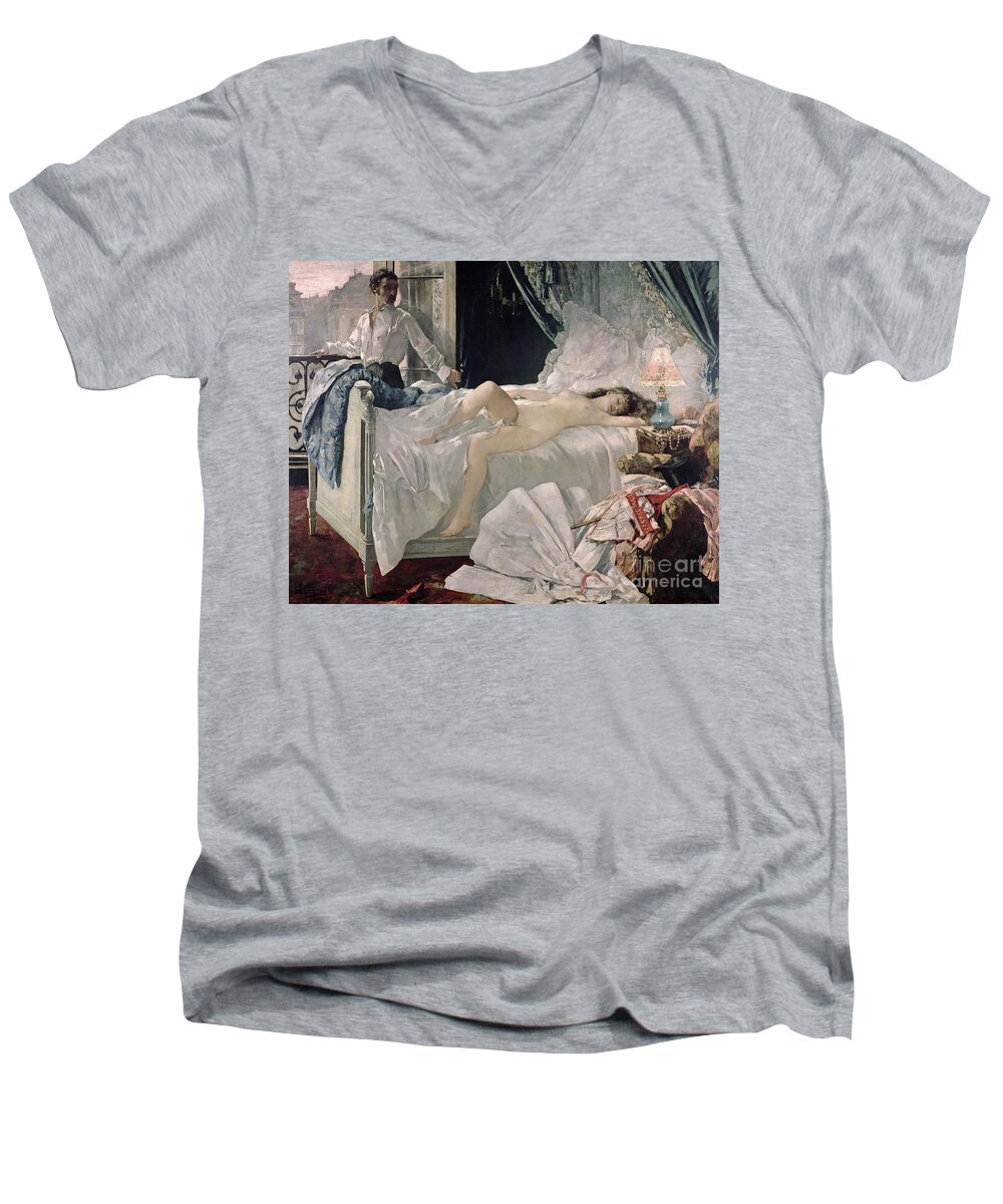 Gervex Men's V-Neck T-Shirt featuring the painting Rolla by Henri Gervex
