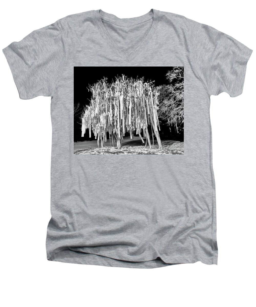 Rolled Tree Men's V-Neck T-Shirt featuring the photograph Rolled Tree Blk n White by Gulf Coast Aerials -