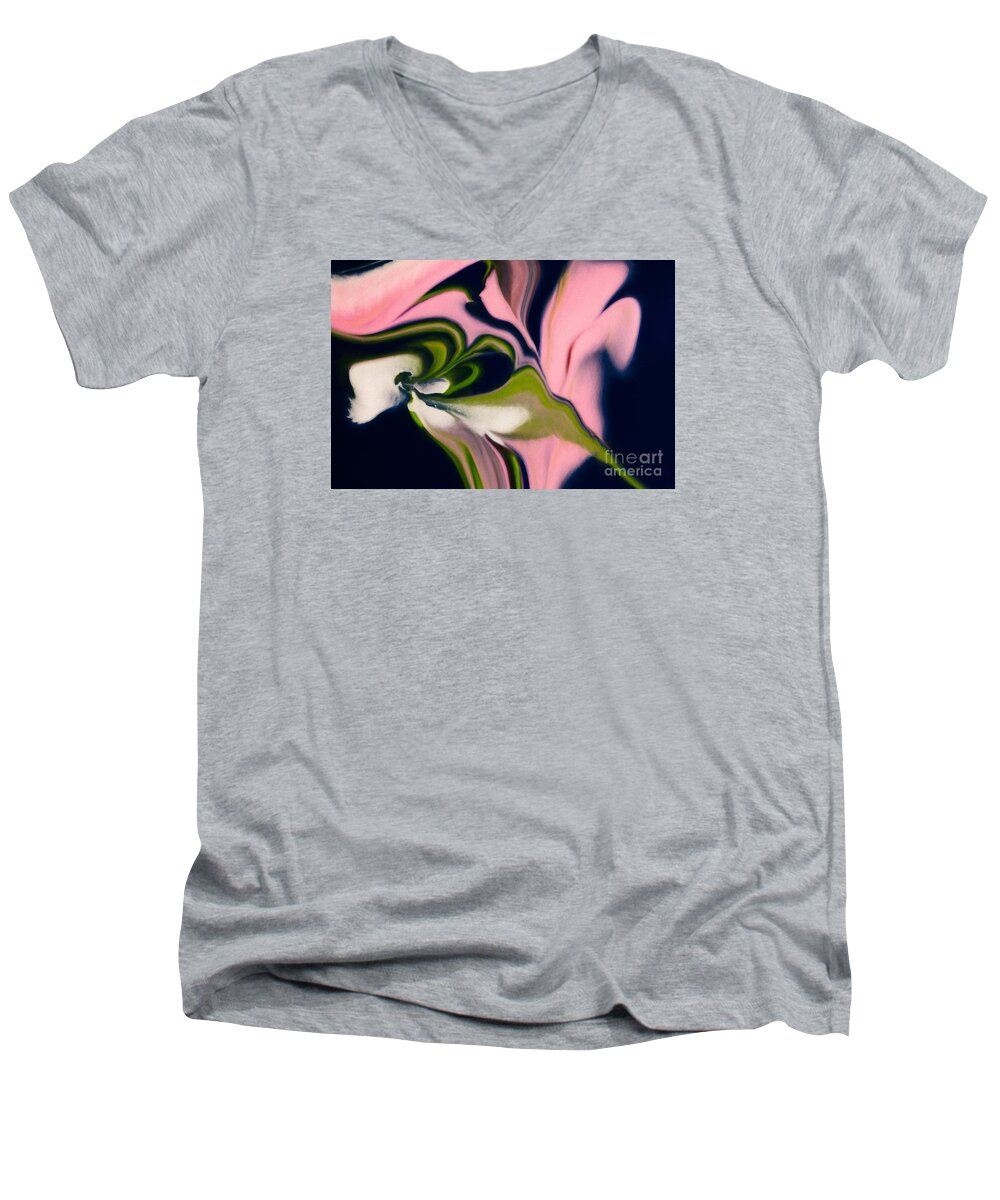 Abstract Men's V-Neck T-Shirt featuring the painting Rose with No Thorns by Patti Schulze
