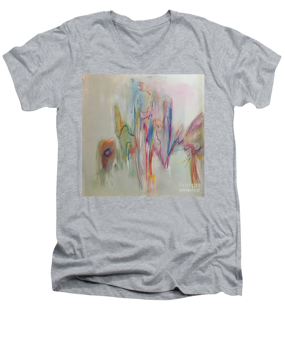 Modern Painting Men's V-Neck T-Shirt featuring the painting Ruffled by Jeff Barrett