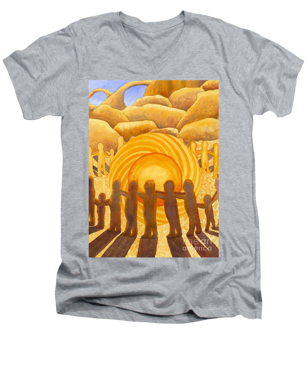 Chakra Men's V-Neck T-Shirt featuring the painting Sacral Chakra by Catherine G McElroy