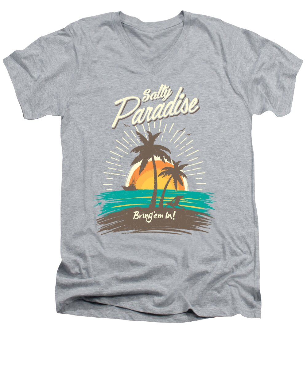 Paradise Men's V-Neck T-Shirt featuring the digital art Salty Paradise by Kevin Putman