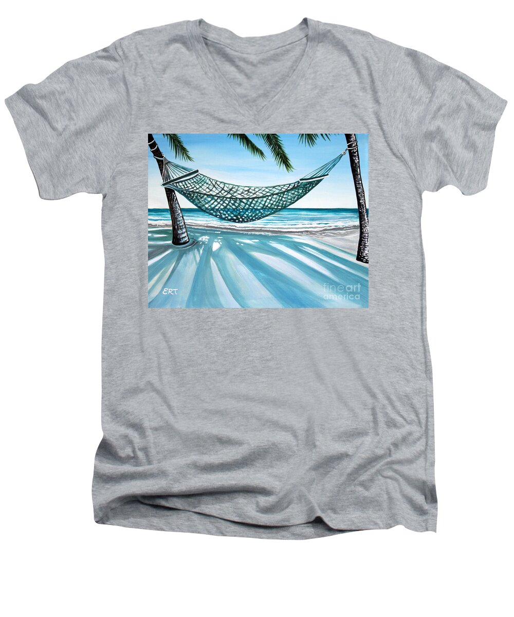 Landscape Men's V-Neck T-Shirt featuring the painting Sand and Shadows by Elizabeth Robinette Tyndall