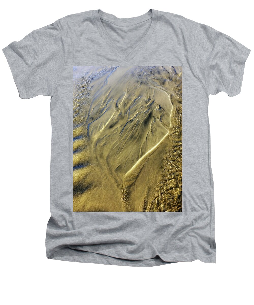 Newel Hunter Men's V-Neck T-Shirt featuring the photograph Sand Sculpture 11 by Newel Hunter