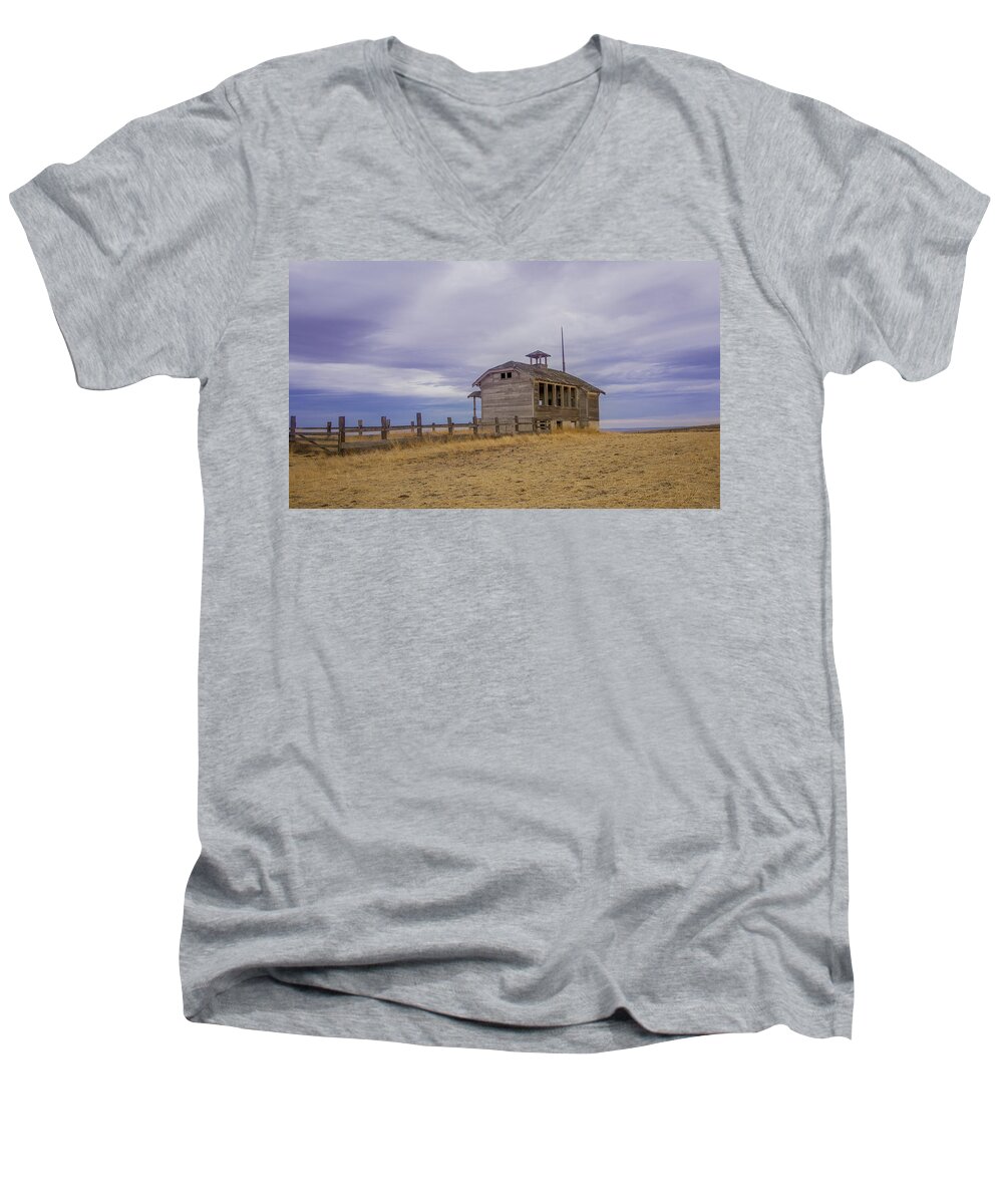 School Men's V-Neck T-Shirt featuring the photograph School House by Jean Noren