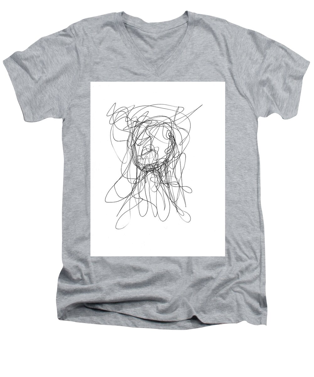 Mark Kistler Men's V-Neck T-Shirt featuring the drawing Scribble for Gusts, Dust, the Sun... by Ismael Cavazos
