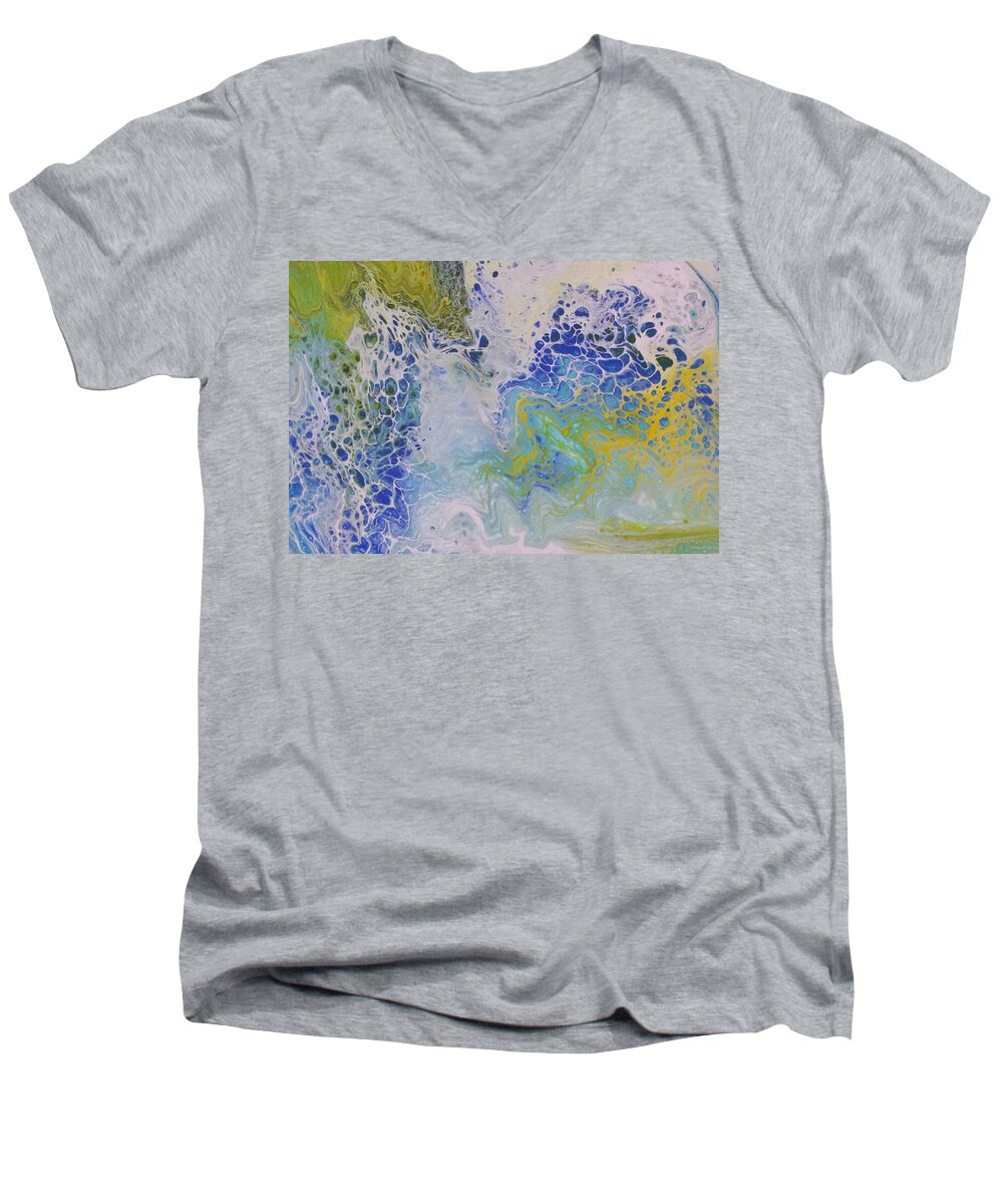 Acrylic Men's V-Neck T-Shirt featuring the painting Sea Foam by Betsy Carlson Cross