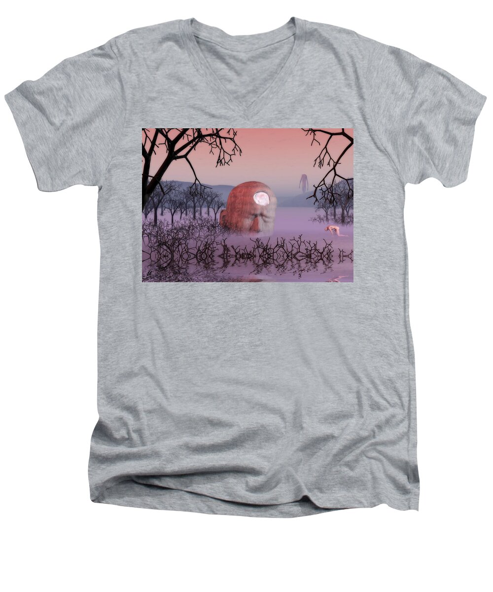 Dying Light Men's V-Neck T-Shirt featuring the digital art Seeking The Dying Light of Wisdom by John Alexander