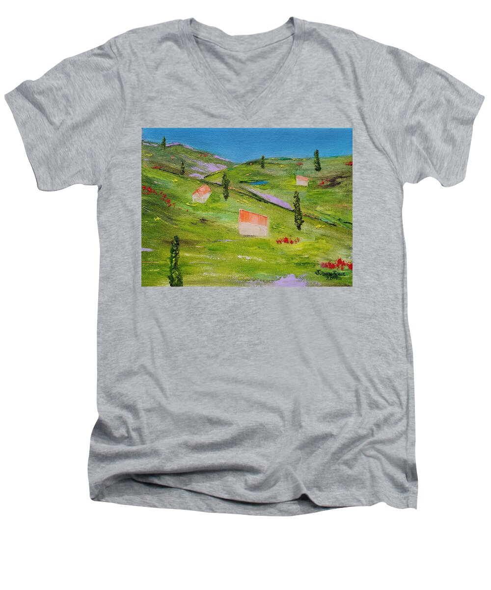 Italy Men's V-Neck T-Shirt featuring the painting Semplicita by Judith Rhue