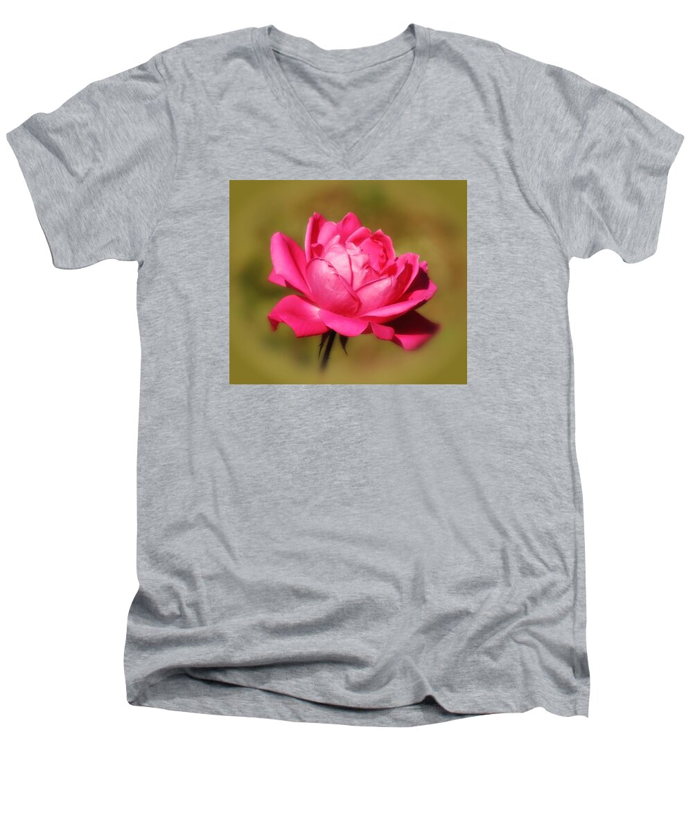 Rose Men's V-Neck T-Shirt featuring the photograph September Rose Up Close by MTBobbins Photography