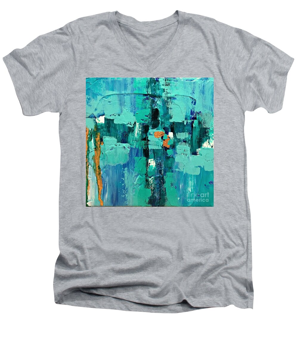 Abstract Men's V-Neck T-Shirt featuring the painting Serenity by Mary Mirabal