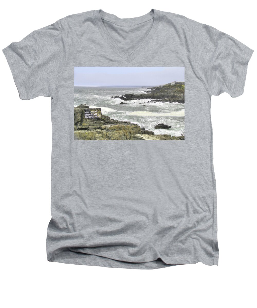 Coastal Men's V-Neck T-Shirt featuring the digital art ShipWrecked by Sharon Batdorf