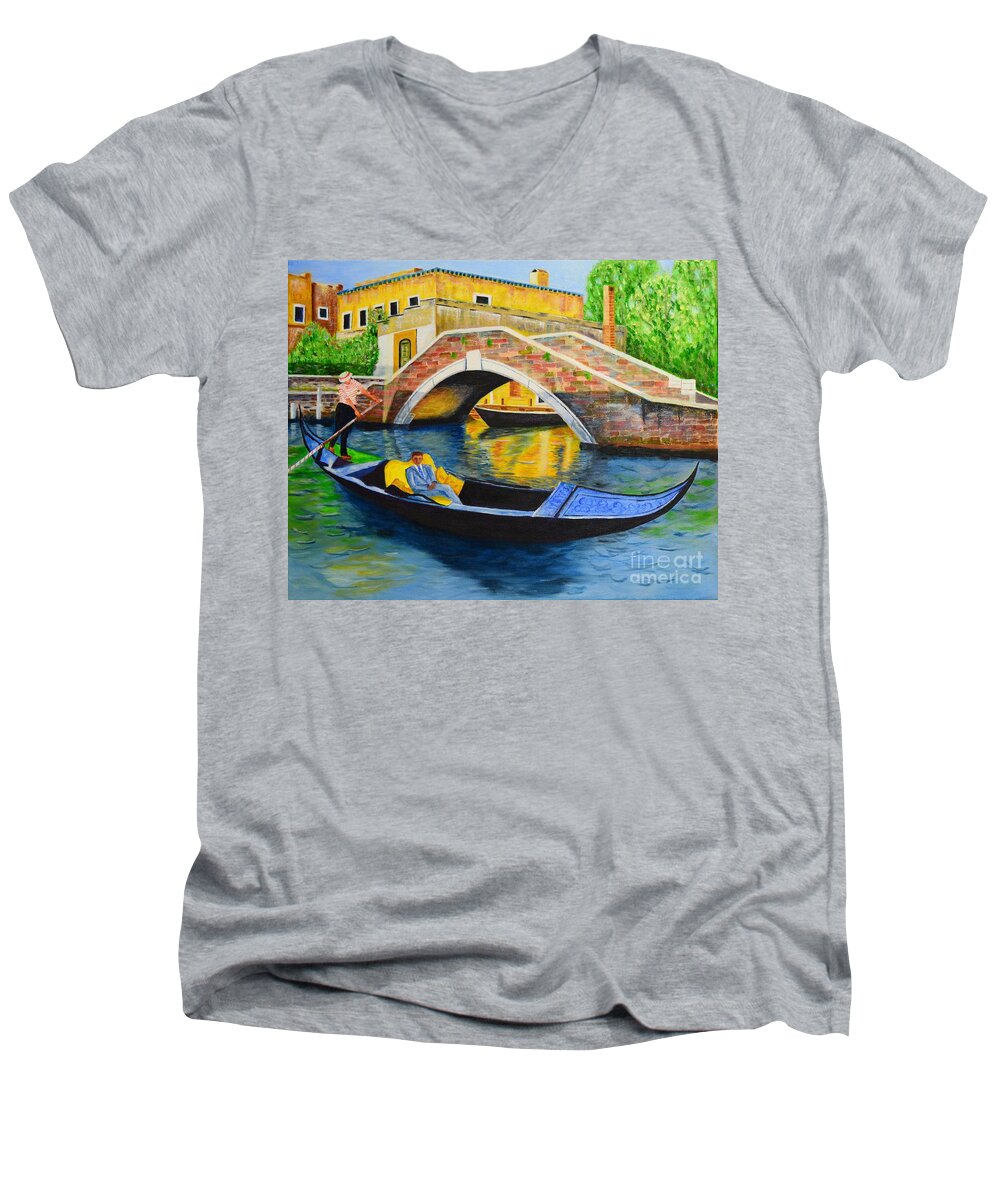 Venice Men's V-Neck T-Shirt featuring the painting Sightseeing by Melvin Turner