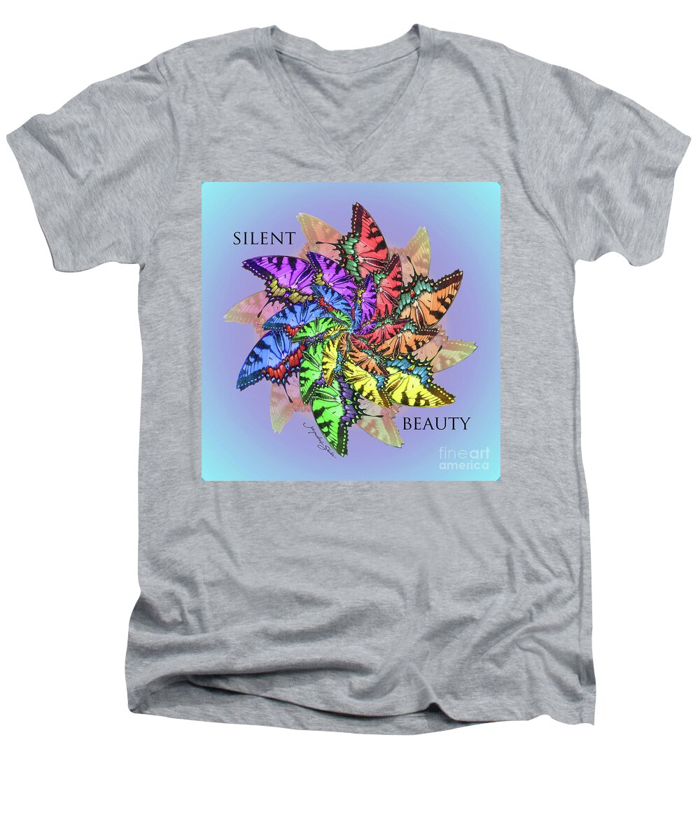 Butterfly Men's V-Neck T-Shirt featuring the digital art Silent Beauty by Jacqueline Shuler