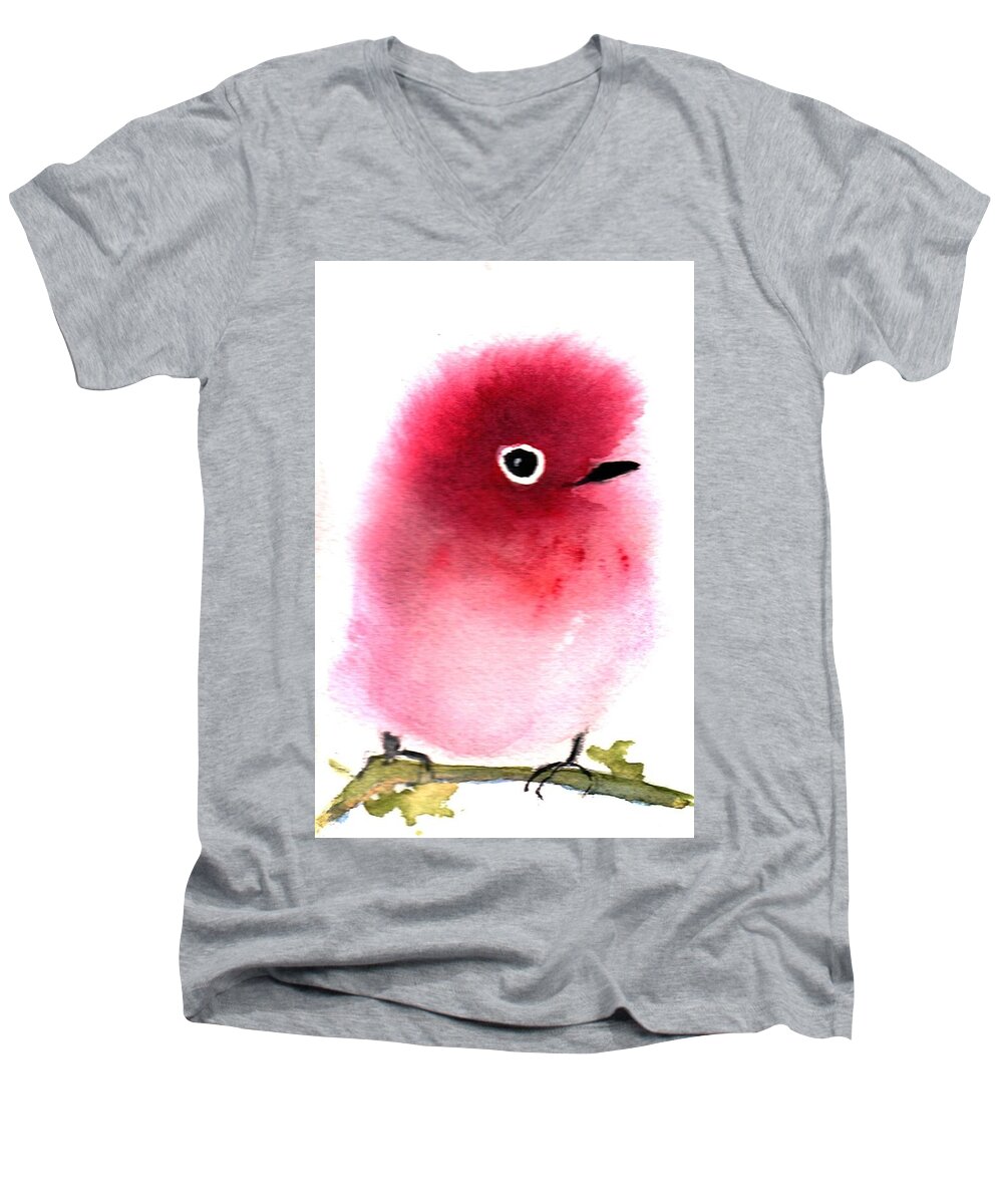 Fantasy Men's V-Neck T-Shirt featuring the painting Silly Bird #4 by Anne Duke