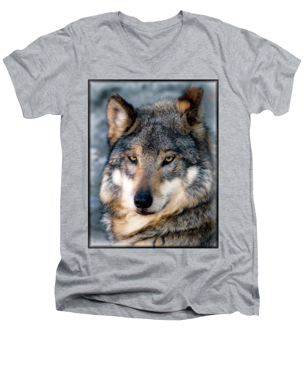 Wolves Men's V-Neck T-Shirt featuring the photograph Silly Sancho by Elaine Malott