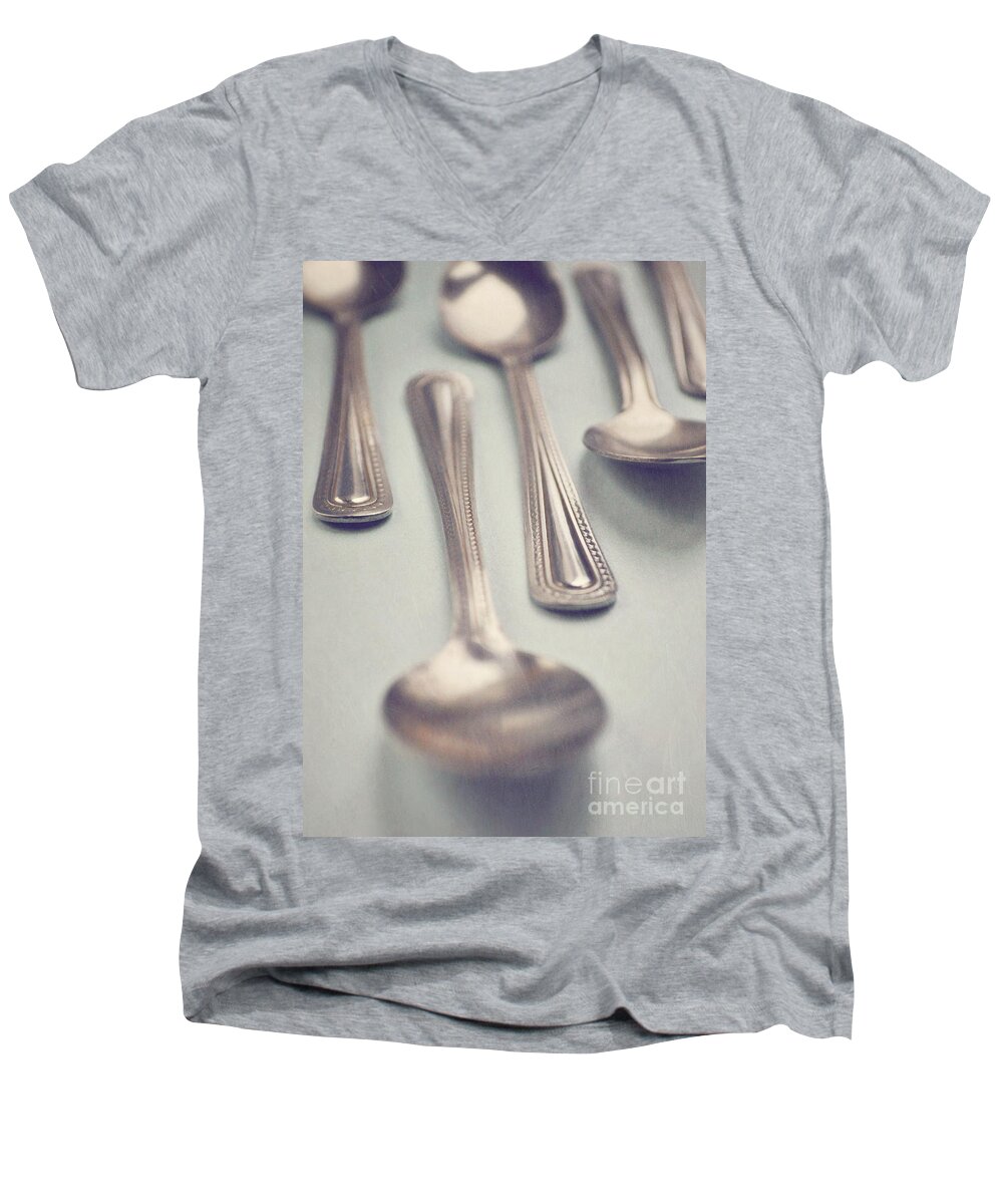 Spoons Men's V-Neck T-Shirt featuring the photograph Silver spoons by Lyn Randle