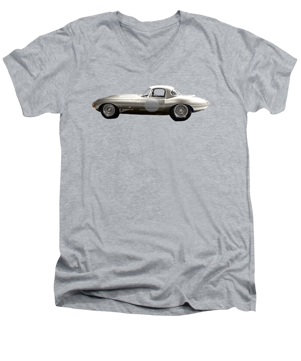 Digital Art Men's V-Neck T-Shirt featuring the digital art Silver sports car art by Francesca Mackenney