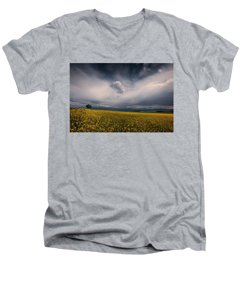 Rapeseed Men's V-Neck T-Shirt featuring the photograph Similarities by Dominique Dubied