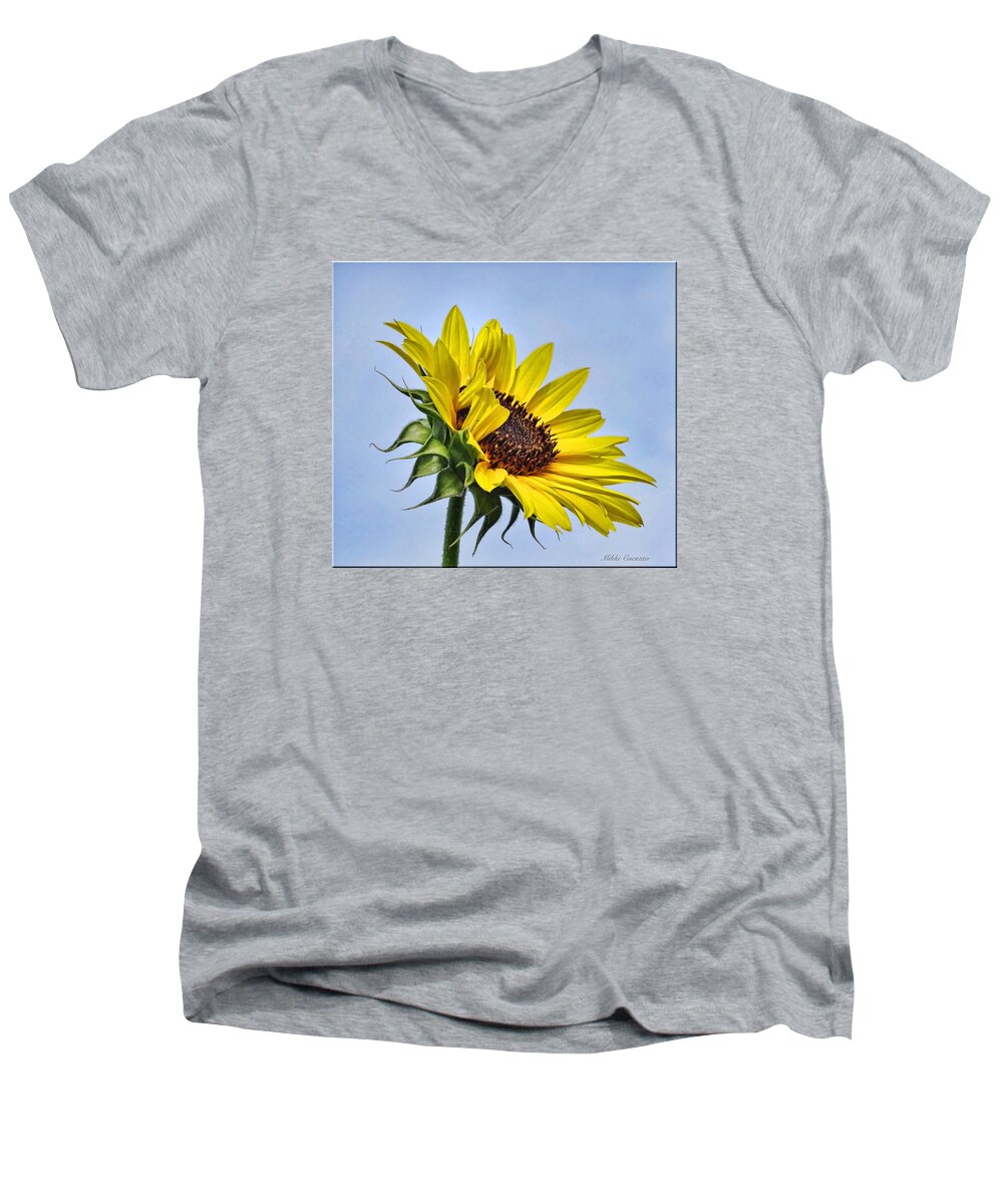 Floral Men's V-Neck T-Shirt featuring the photograph Single Sunflower by Mikki Cucuzzo