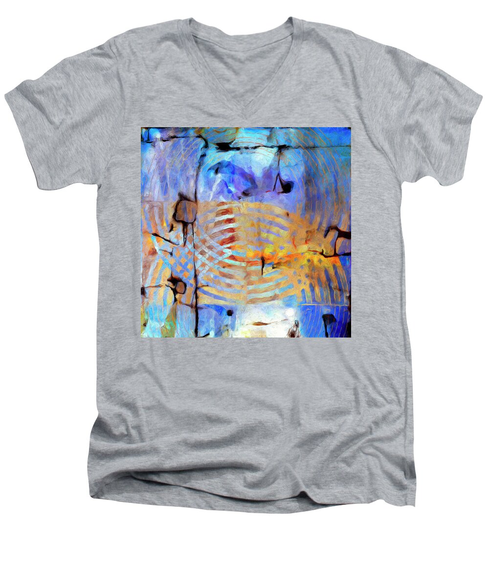 Abstract Men's V-Neck T-Shirt featuring the painting Singularity by Dominic Piperata