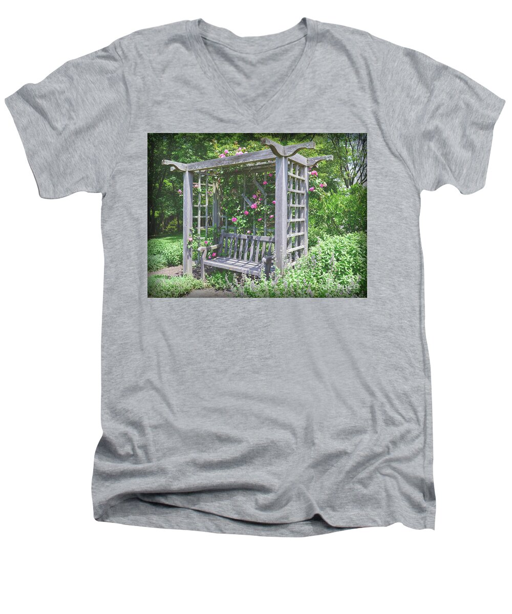 Flowers Men's V-Neck T-Shirt featuring the photograph Sit Awhile by Scott and Dixie Wiley