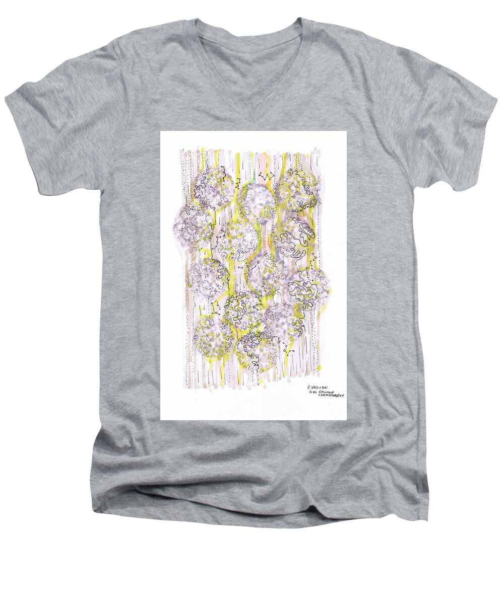 Chromatography Men's V-Neck T-Shirt featuring the drawing Size Exclusion Chromatography by Regina Valluzzi