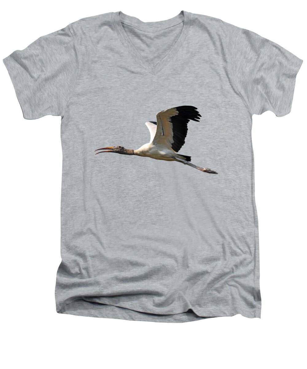 Stork Men's V-Neck T-Shirt featuring the photograph Sky Stork Digital Art .png by Al Powell Photography USA
