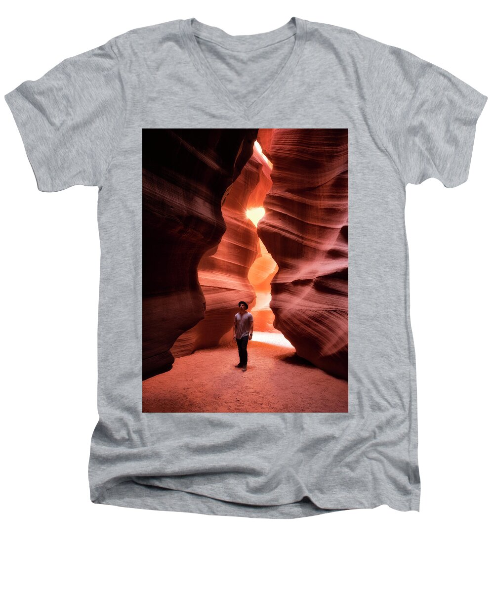 Alone Men's V-Neck T-Shirt featuring the photograph Slot Excursions by Nicki Frates