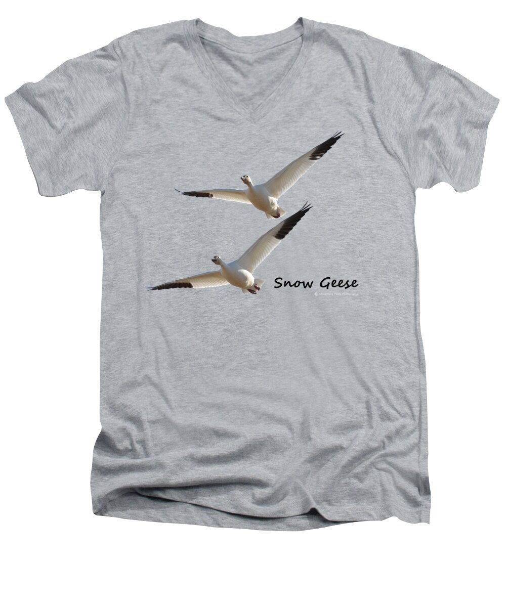 Snow Geese Men's V-Neck T-Shirt featuring the photograph Snow Geese by Whispering Peaks Photography