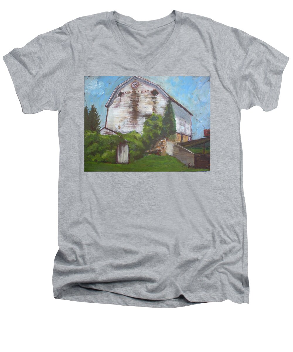 Barn Men's V-Neck T-Shirt featuring the painting So This Is Goodbye by Lee Stockwell