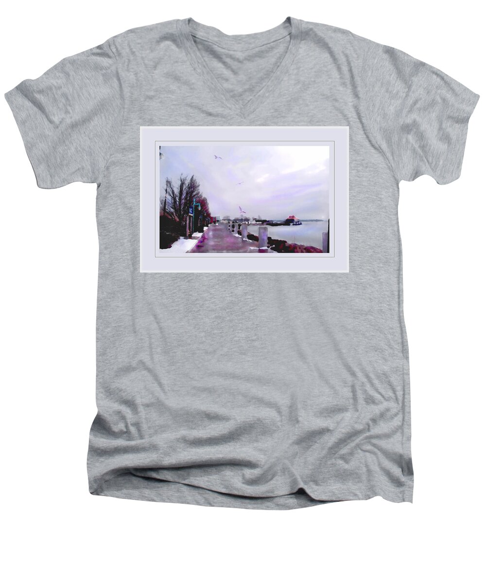 Winter Seashore Men's V-Neck T-Shirt featuring the photograph Soft Winter Day by Felipe Adan Lerma