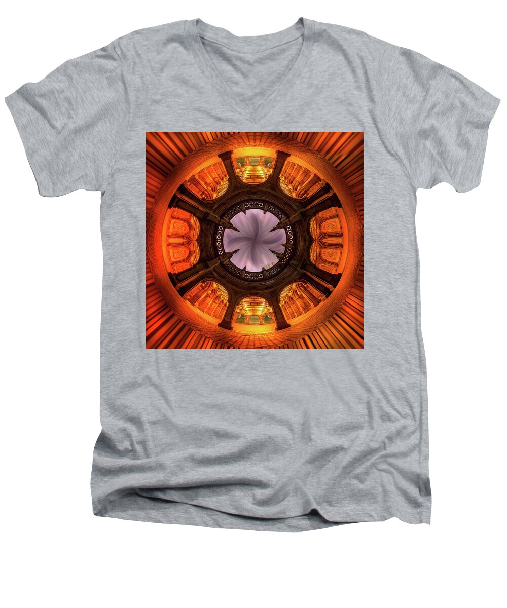 New York City Men's V-Neck T-Shirt featuring the photograph Solar Worship by Az Jackson