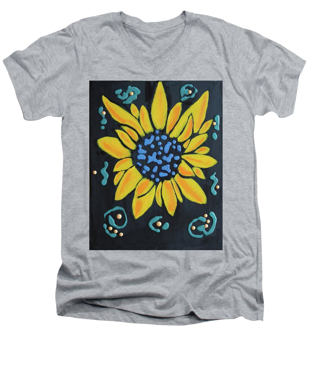 Flower Men's V-Neck T-Shirt featuring the painting Son Flower by Deborah Boyd
